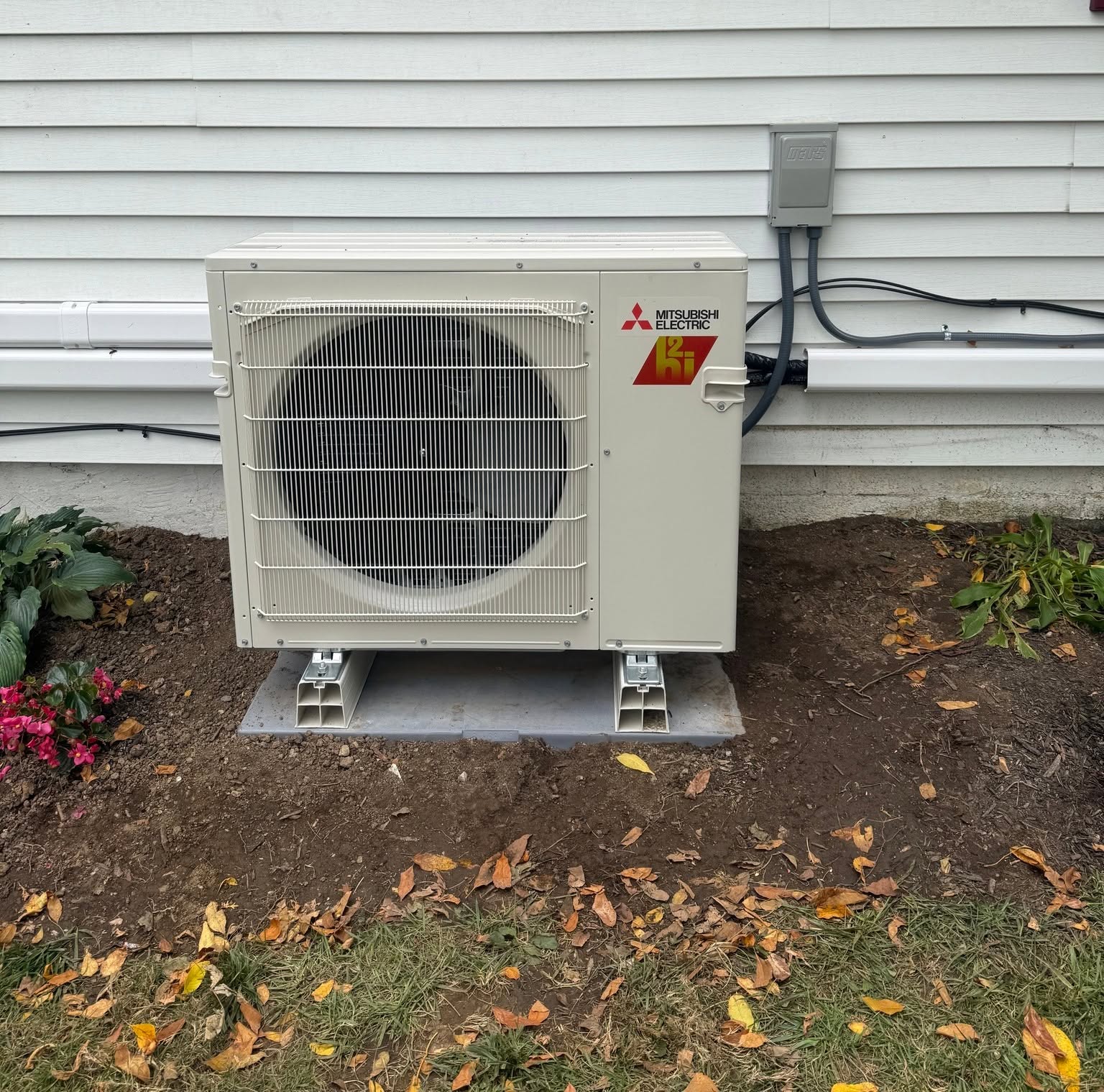 Mitsubishi Electric outdoor heat pump installation by LTM HVAC LLC